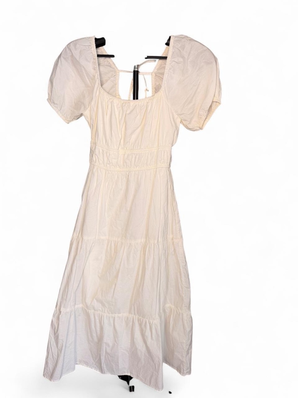 Sanctuary Ivory 100% Cotton Puff Sleeve Tiered Maxi Dress Size 0